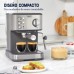 Oster® Cafetera Compacta, Prepara hasta 2 Espressos por Ciclo, 15 Bar, Tubo de Vapor, Incluye Accesorios, Acero Inoxidable, BVSTEM5502