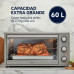 Oster Horno, XL, con Rotisserie, de 60 L de Capacidad, Color Gris, TSSTTV60MNS-1MX