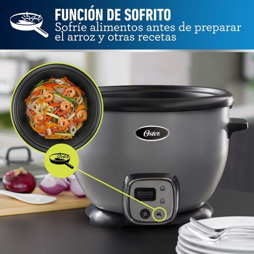 Arrocera multiusos Oster® acero inoxidable de 12 tazas con función